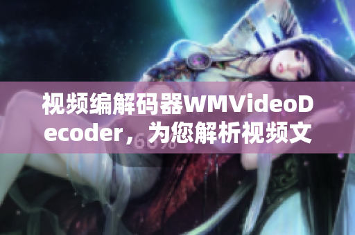 视频编解码器WMVideoDecoder，为您解析视频文件提供更优质的体验